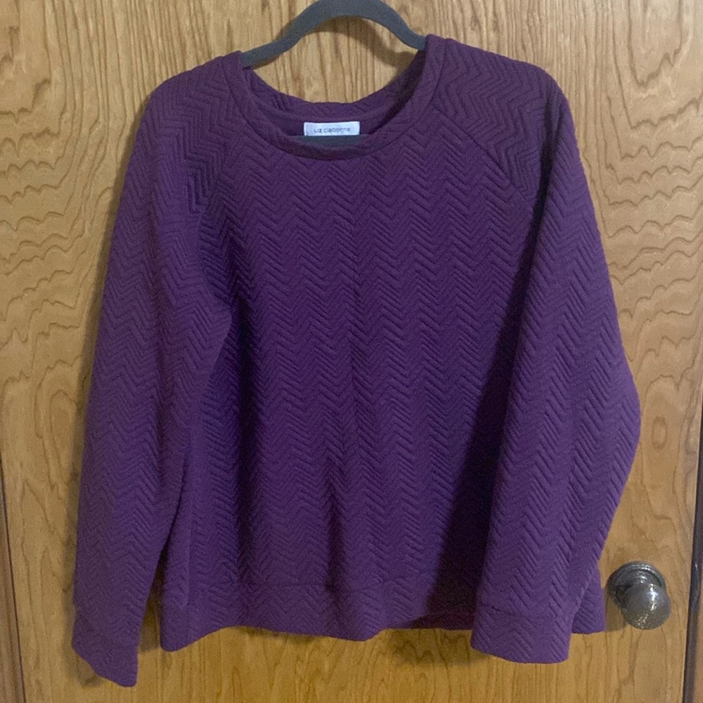 Liz Claiborne Sweatshirt with texture design Purple Large